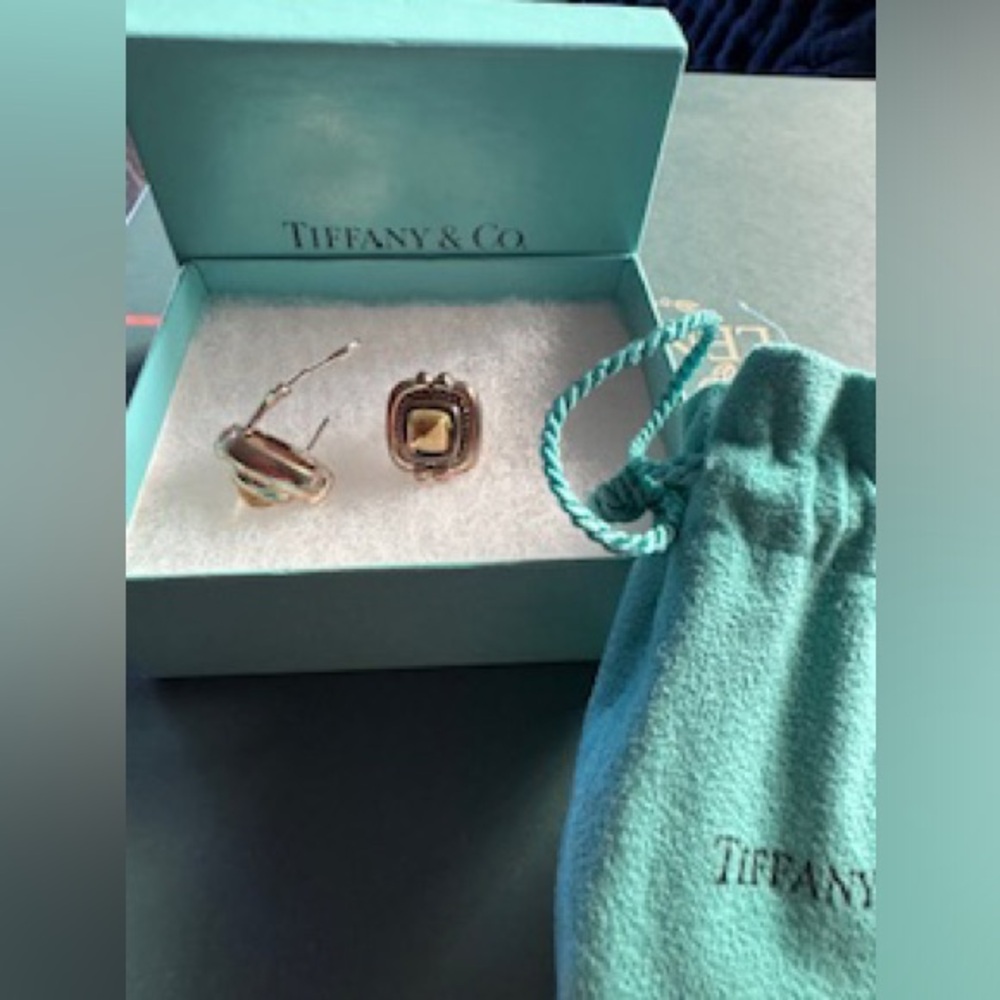 TIFFANY & CO VINTAGE CITRINE GEMSTONE EARRINGS